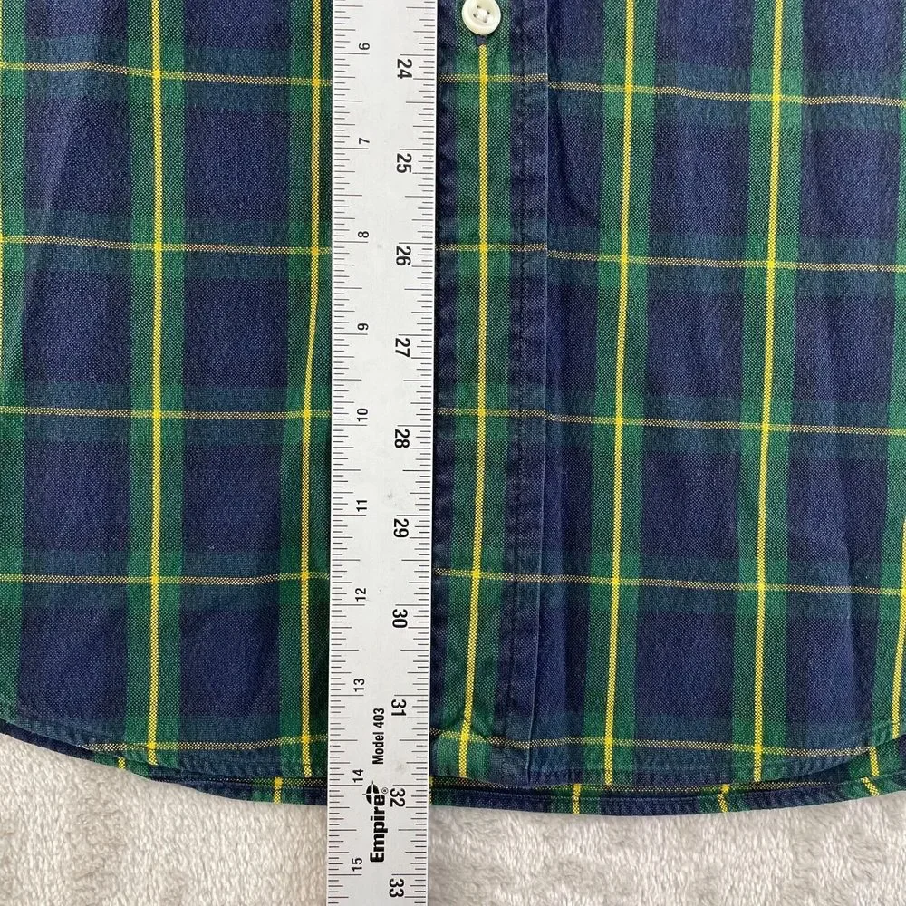 Vintage Polo Ralph Lauren Shirt Men Medium‎ Navy Tartan Plaid Blaire Preppy Pony